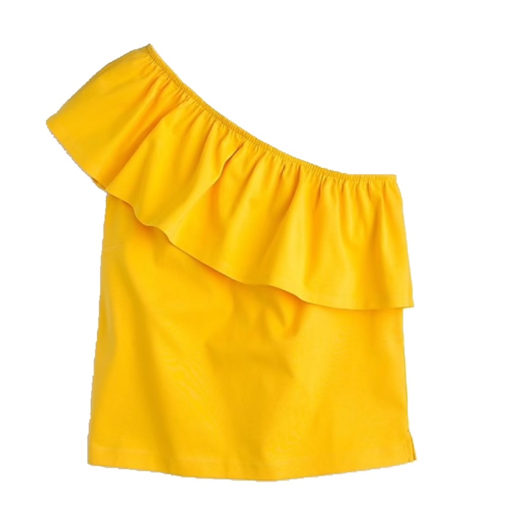 J. Crew one shoulder ruffle yellow top